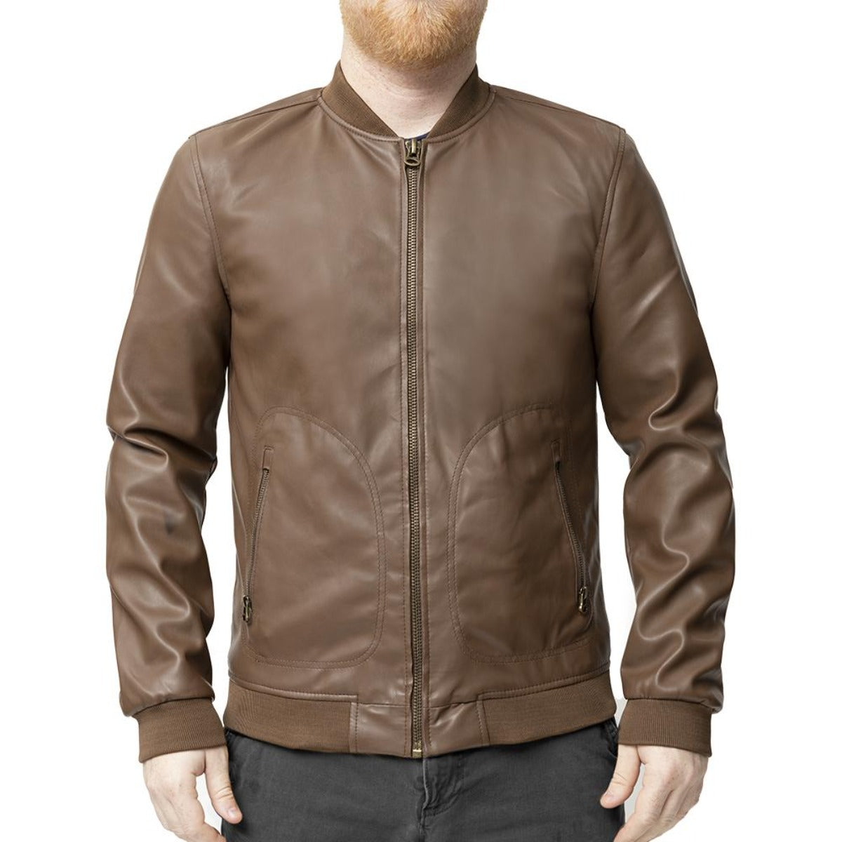 First Manufacturing Myles - Men's Vegan Leather Jacket, Brown