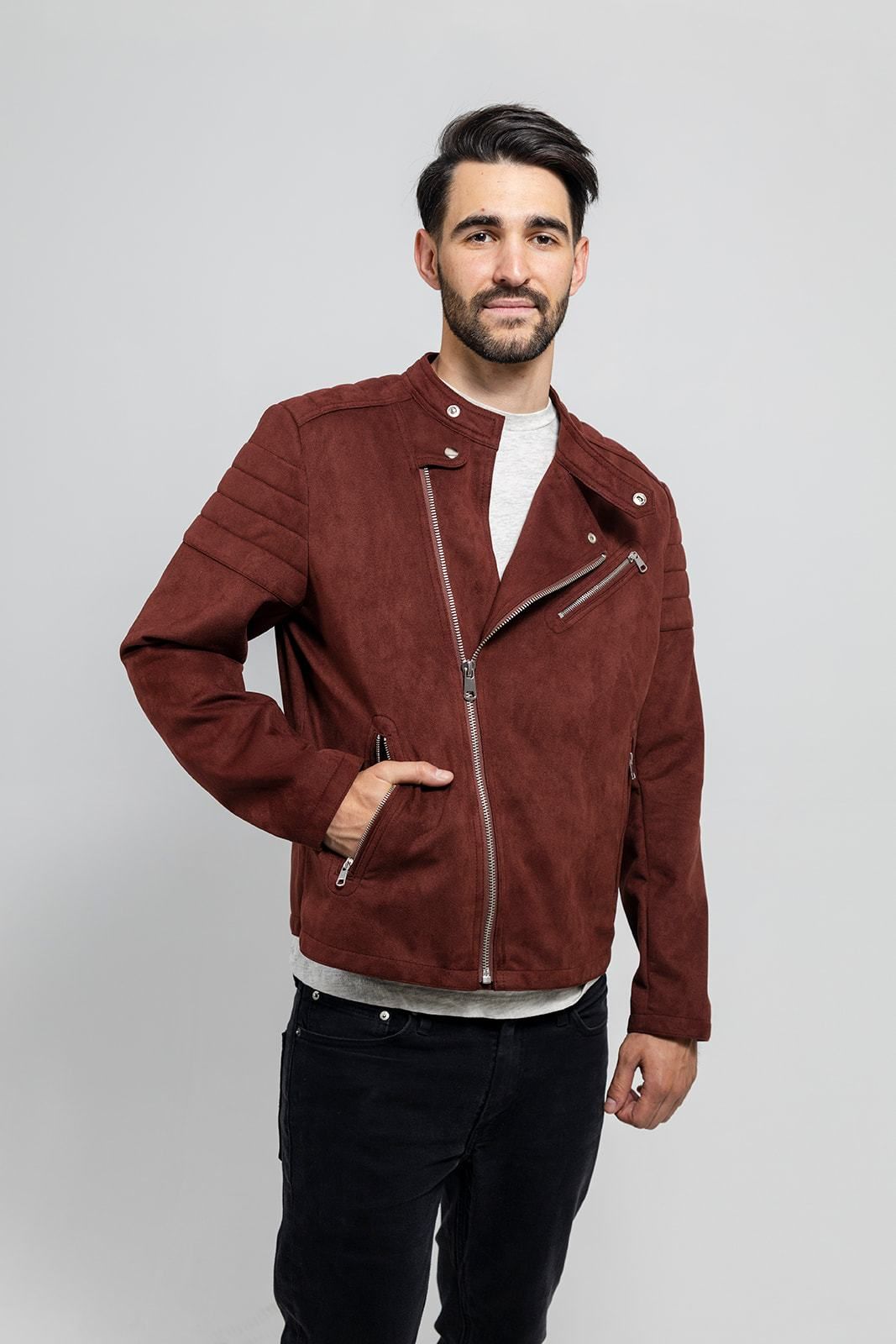First Manufacturing Payton - Men's Faux Leather Jacket, Maroon