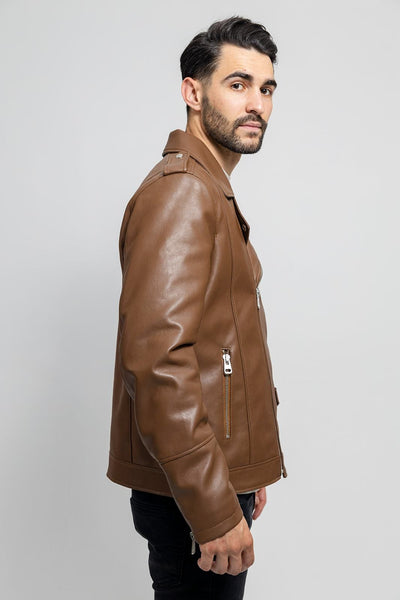First Manufacturing Nash - Men's Vegan Leather Jacket, Camel