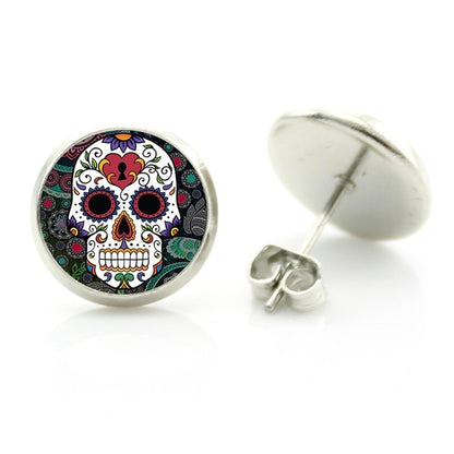 Statement Sugar Skull Stud Earrings.