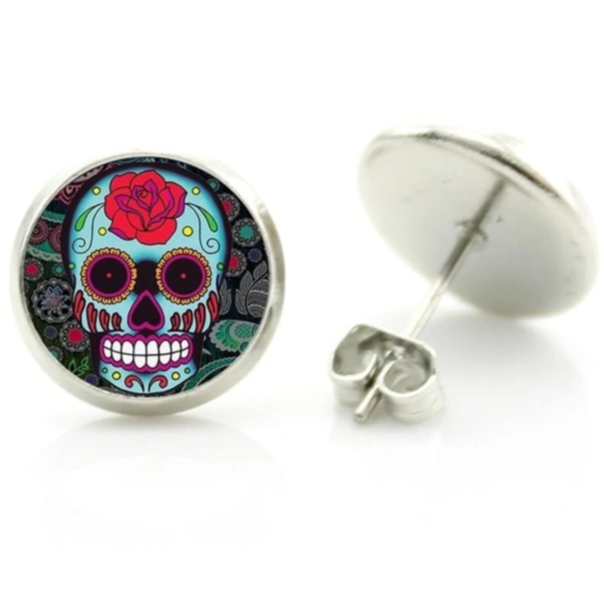 Statement Sugar Skull Stud Earrings.