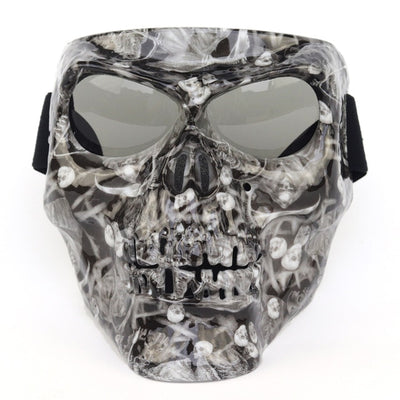 A Skull Face Mask with Detachable Goggles.