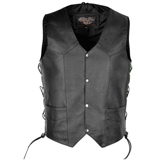 Vance Men's Basic Leather Lace-Side Vest
