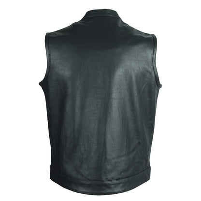 Vance Leather Zipper and Snap Closure Leather Motorcycle Club Vest