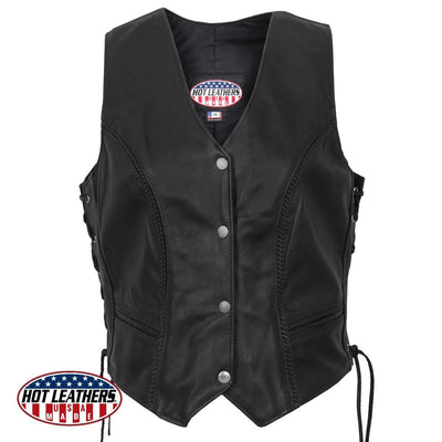 Hot Leathers Usa Made Women's Leather Vest - American Legend Rider