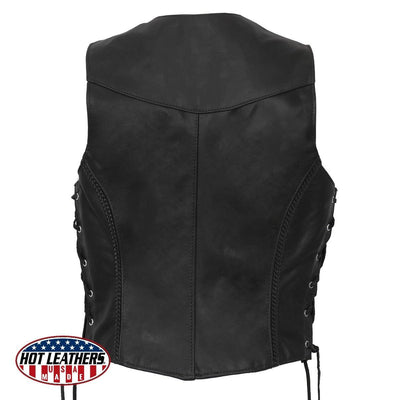 Hot Leathers Usa Made Women's Leather Vest - American Legend Rider