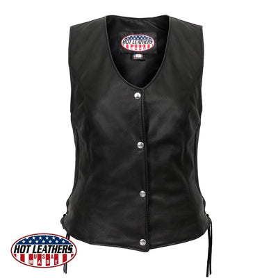 Hot Leathers Usa Made Women's Vest w/Side Lace - American Legend Rider