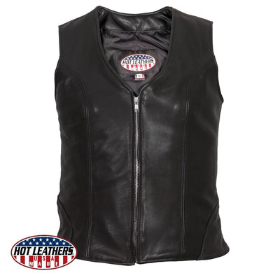 Hot Leathers Usa Made Premium Leather Women's Zipper Front Vest - American Legend Rider