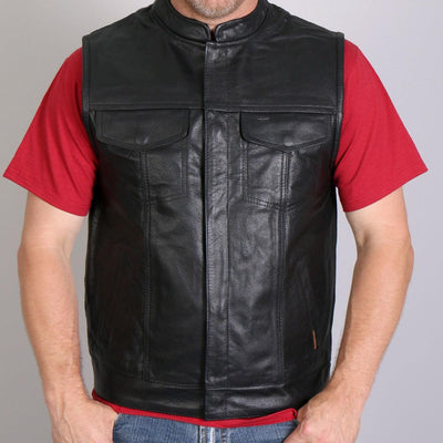 Hot Leathers Men's 10 Pocket Cowhide Leather Vest - American Legend Rider