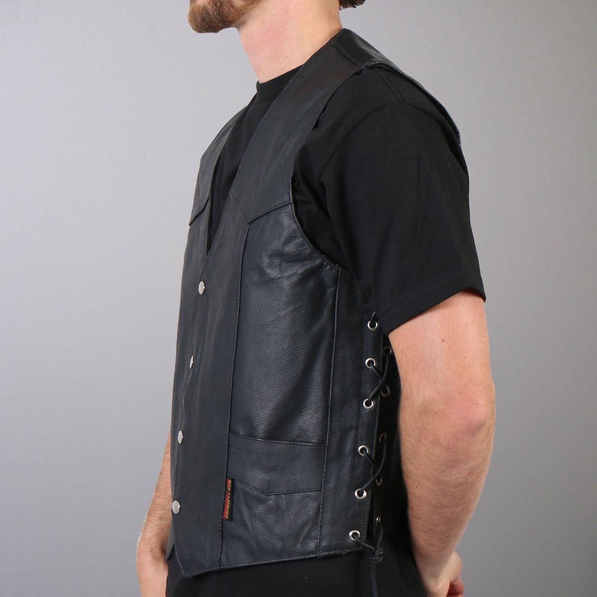 Hot Leathers Men's Concealed Carry Leather Vest - American Legend Rider
