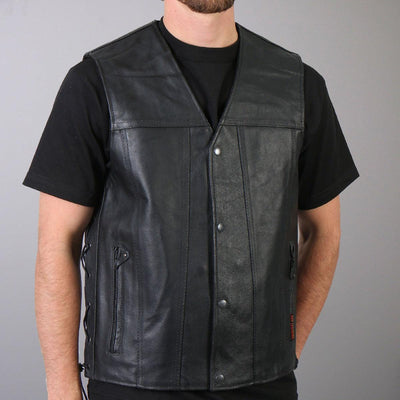 Hot Leathers Men's Concealed Carry Leather Vest W/ Lace Up Sides - American Legend Rider