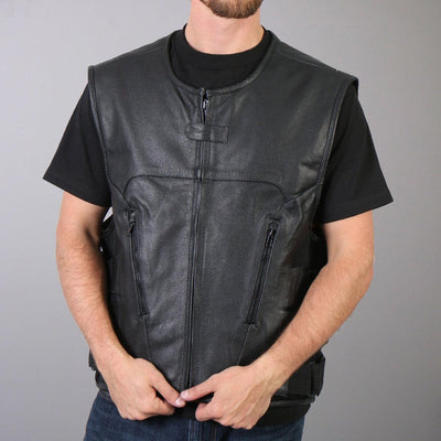 Hot Leathers Men's Concealed Carry Leather Vest W/ Adjustable Side Straps - American Legend Rider