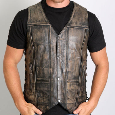 Hot Leathers Men's Heritage Collection Brown Leather Vest - American Legend Rider
