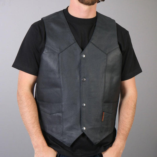 Hot Leathers Men's Cowhide Leather Vest W/ Inside Pocket - American Legend Rider