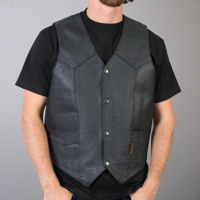 Hot Leathers Men's Cowhide Leather Vest W/ Inside Pocket - American Legend Rider
