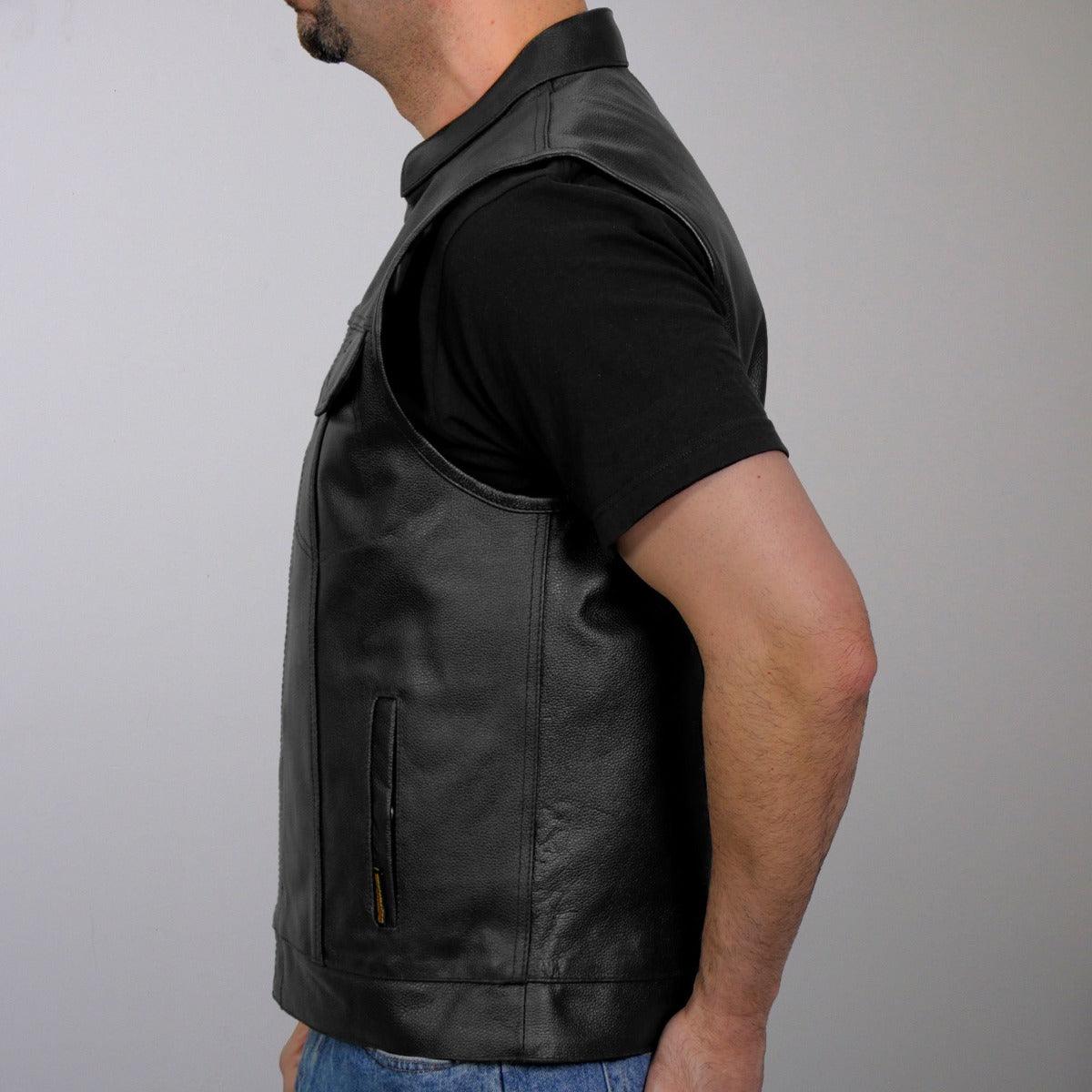 Hot Leathers Men's Zip And Snap Club Style Vest - American Legend Rider
