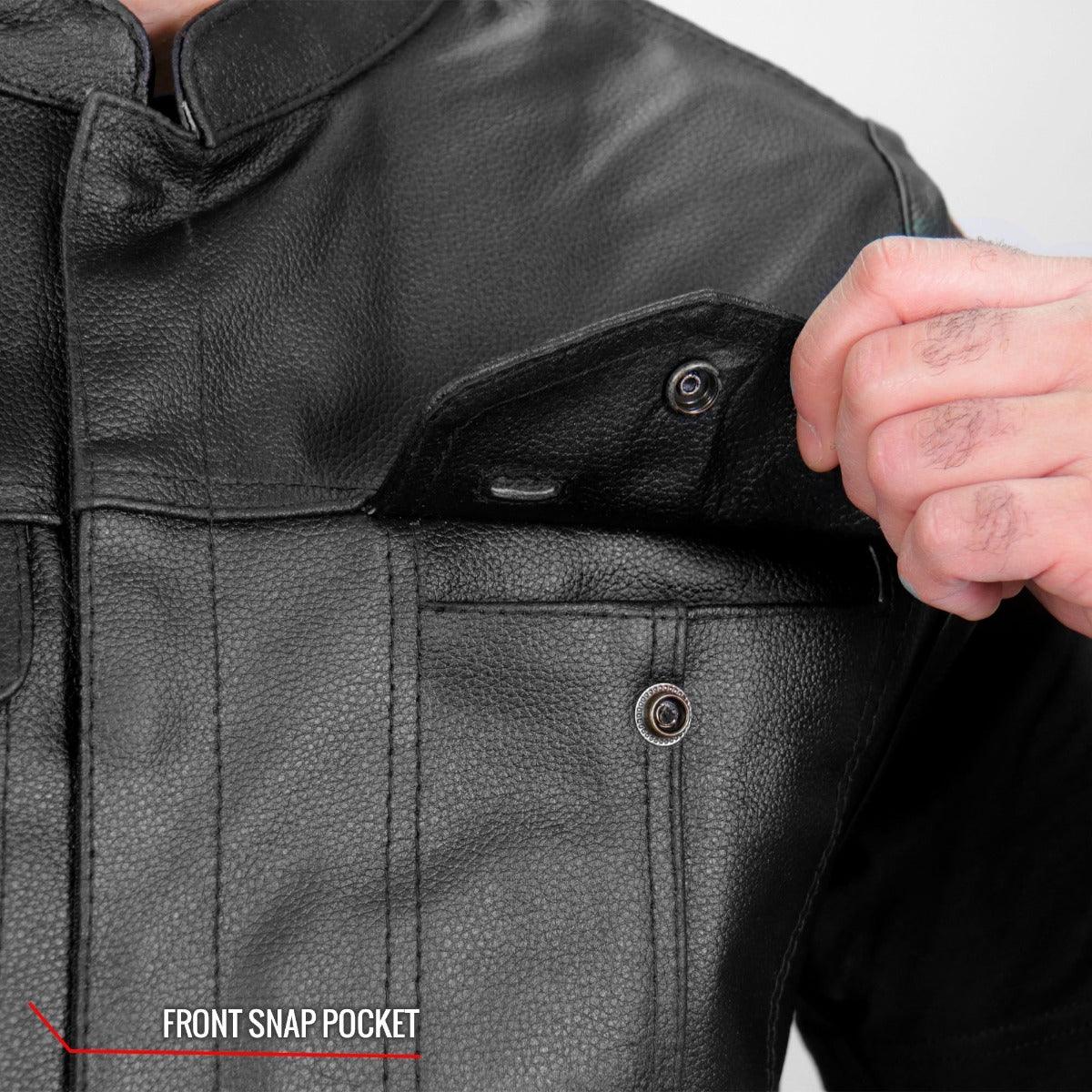Hot Leathers Men's Zip And Snap Club Style Vest - American Legend Rider