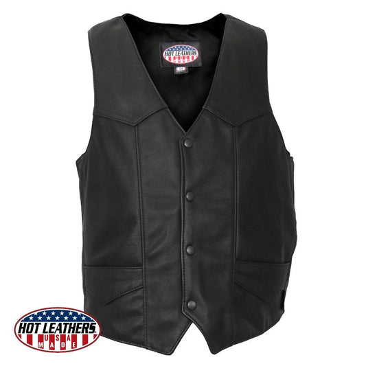Hot Leathers Men's Usa Made Premium Leather Vest - American Legend Rider