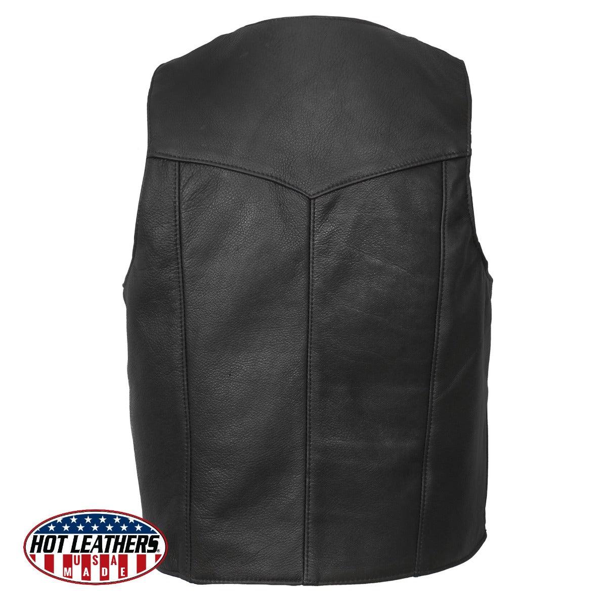 Hot Leathers Men's Usa Made Premium Leather Vest - American Legend Rider