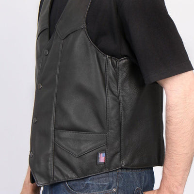 Hot Leathers Men's Usa Made Premium Leather Vest - American Legend Rider