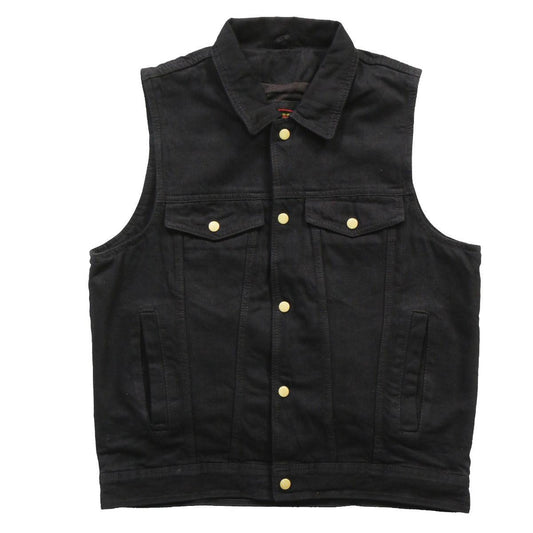Hot Leathers Men's Black Denim Vest - American Legend Rider