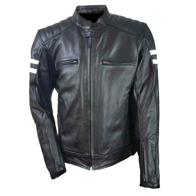 Vance High Mileage Leather Vented Scooter Jacket w/Stripes