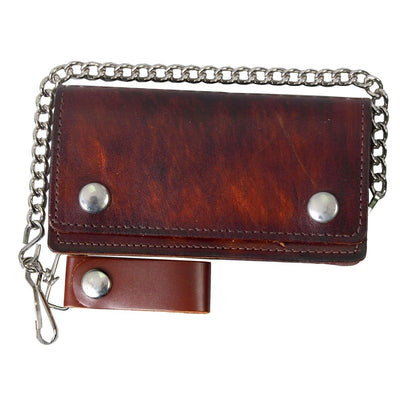 Hot Leathers 6" Bifold Wallet In Antique Brown - American Legend Rider