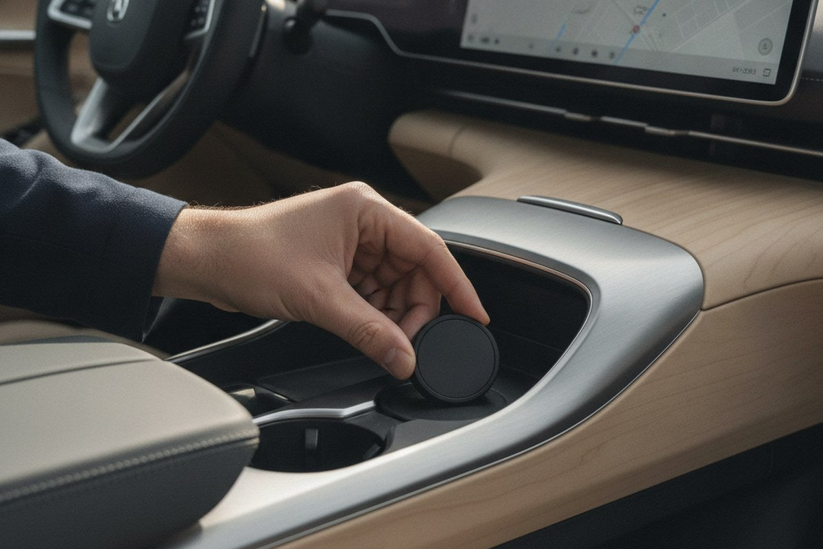 Placing the magnetic tracker in a car console