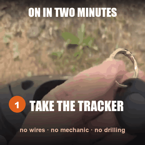 Three steps: take the tracker, stick it on, seat back on